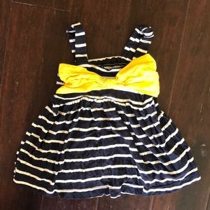 Little navy and yellow bow dress